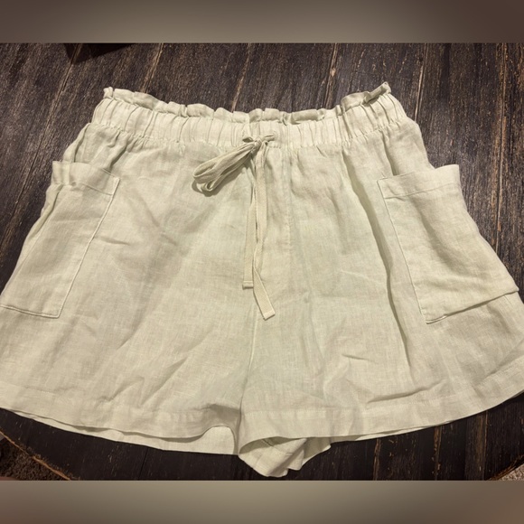 cloth & stone Pants - Cloth and Stone Elastic Drawstring 100% Linen Shorts Size Large